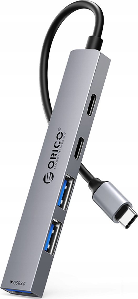 HUB 5-portowy input 2w1: USB-A/USB-C / output: 2x USB-A 2.0 + 1x USB-A 3.0 + 1x USB-C 2.0 + 1x USB-C PD65W przewód 0,17M - szary