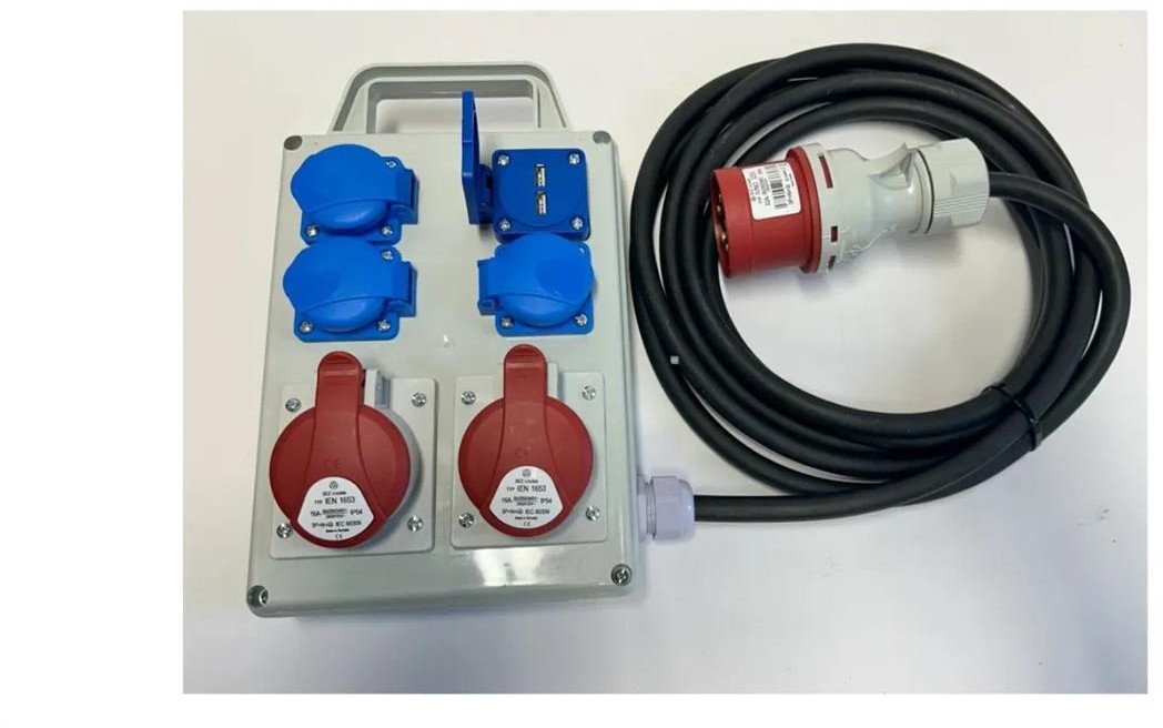 Rozdzielnica elektryczna CEE 32A 16A 3x230V 2xUSB IP44 niezabezpieczony kabel USB 10m 5x2,5