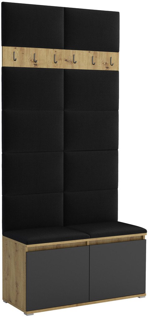 Tapicerowana garderoba Noris I - kolor artisan z czarnym frontem + tkanina Trinity 16