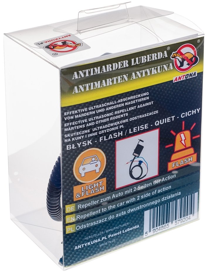 Antykuna.pl Odstraszacz do Auta CICHY i BŁYSKAJĄCY na 2 Strony 12V
