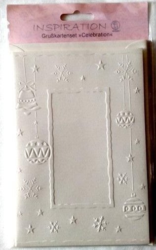 Karty tłoczone + koperty bombki choinkowe 5szt