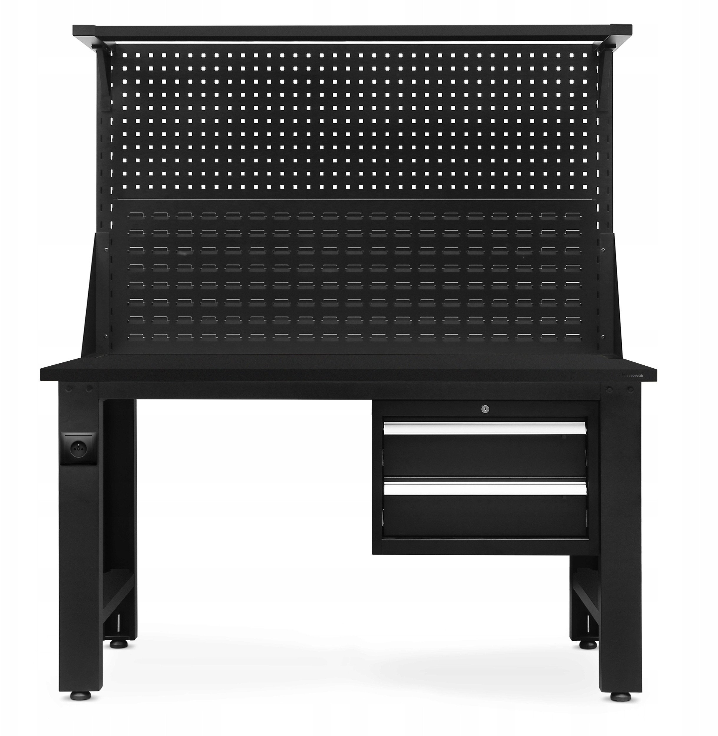 Biurko warsztatowe LOGAN, 1500 x 1700 x 750 mm, All Black: czarne