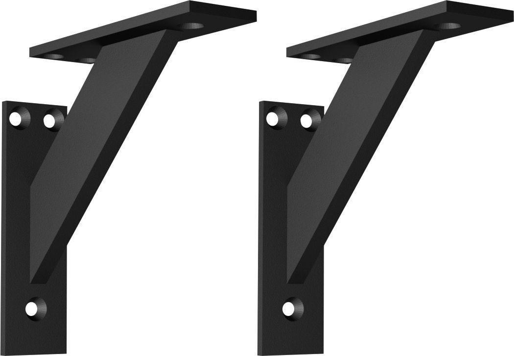 EMT Nowoczesny! Aluminiowy! 3-częściowy kątowy wspornik podpórka do półek - 2 sztuki (120x120mm) Czarny