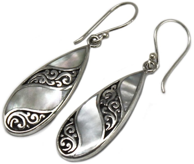 Srebrne kolczyki z masą perłową - Łzy