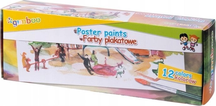Gimboo Farby plakatowe GIMBOO, 12x20ml, mix kolorów