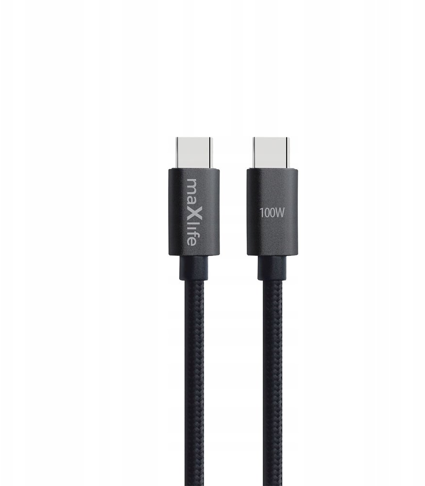 Maxlife kabel MXUC-12 USB-C - USB-C 1,0 m 100W czarny