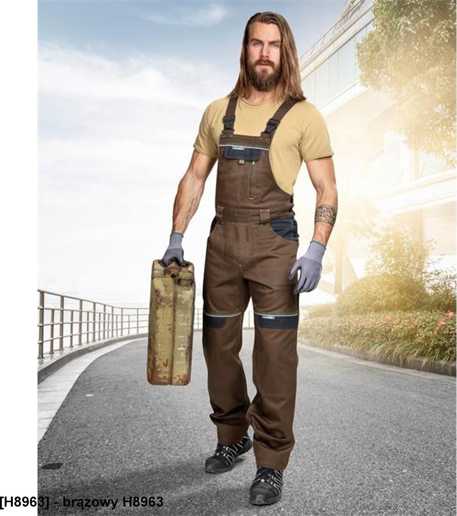 Ardon ARDON COOL TREND - Spodnie ogrodniczki ARDONCOOL TREND szaro-czarne przedłużone S - brązowy H8963 2XL