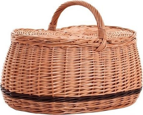 WickerPL Wiklinowy Kosz Piknikowy z Podwójnym Wiekiem 44x28 H23/36 cm