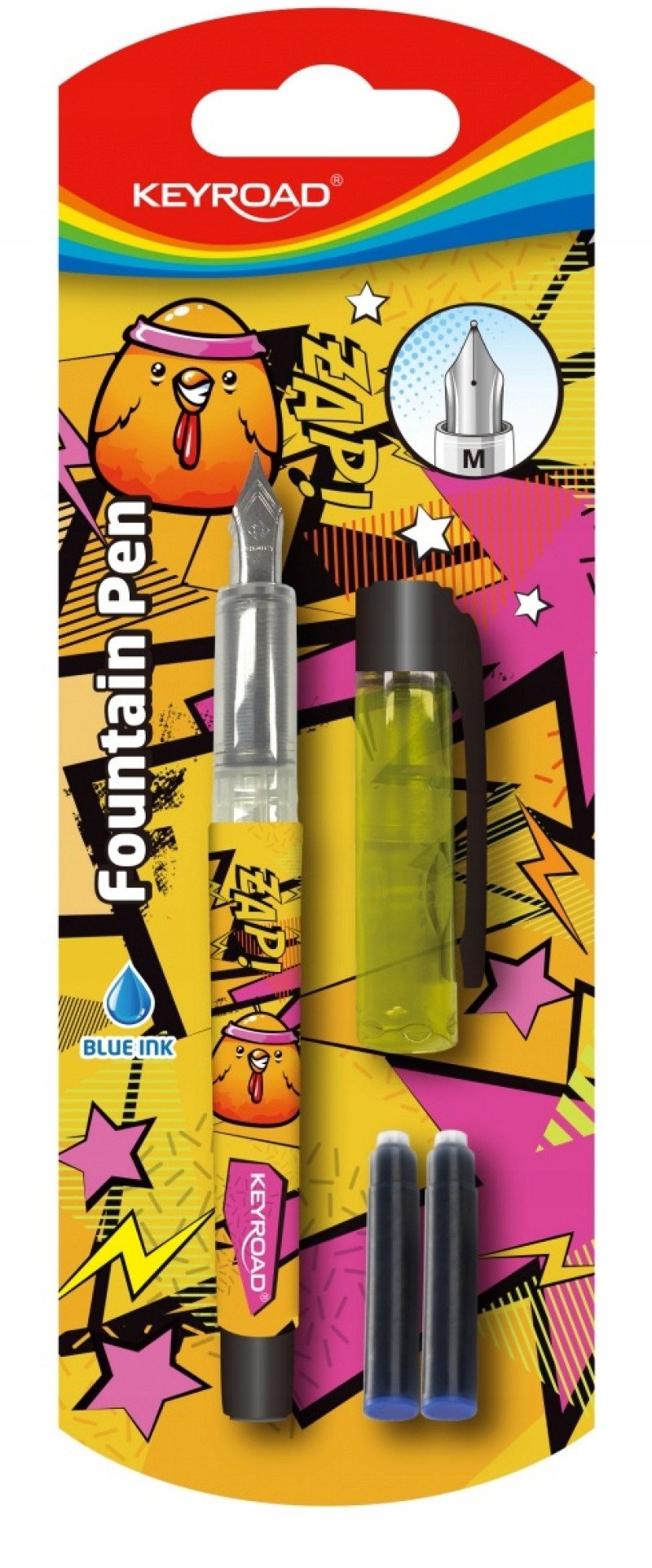 Pióro wieczne KEYROAD, 2 naboje, blister, mix kolorów