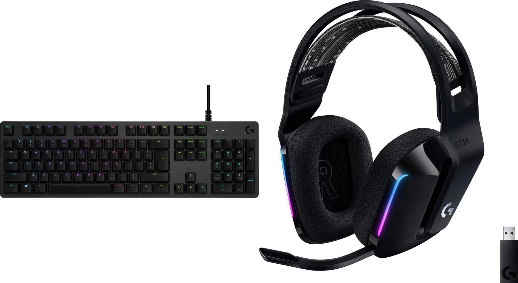 Klawiatura Logitech G512 GX Brown (920-009352) + G733 Lightspeed Czarne (981-000864)
