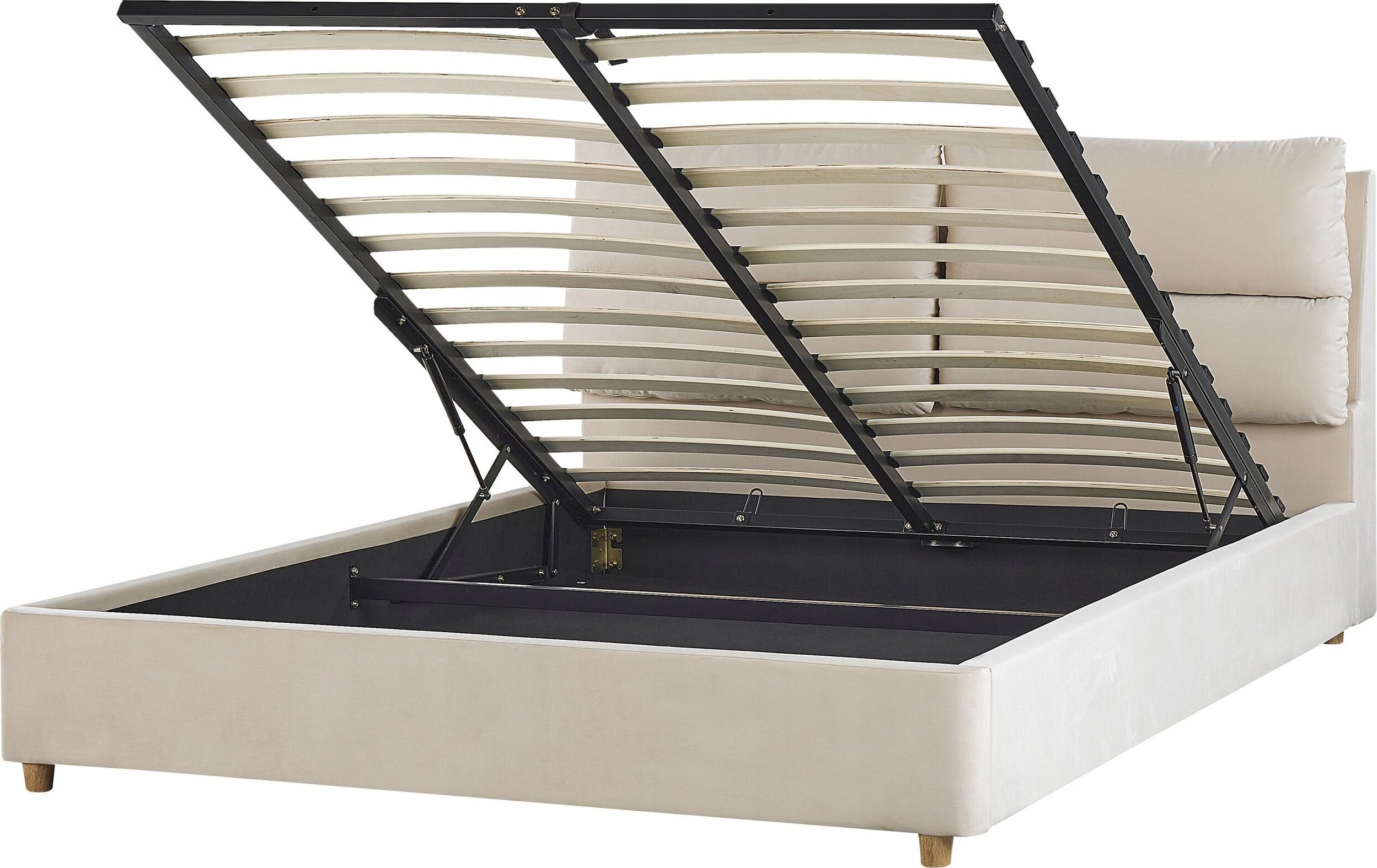 Beliani Łóżko z pojemnikiem welurowe 160 x 200 cm beżowe BATILLY