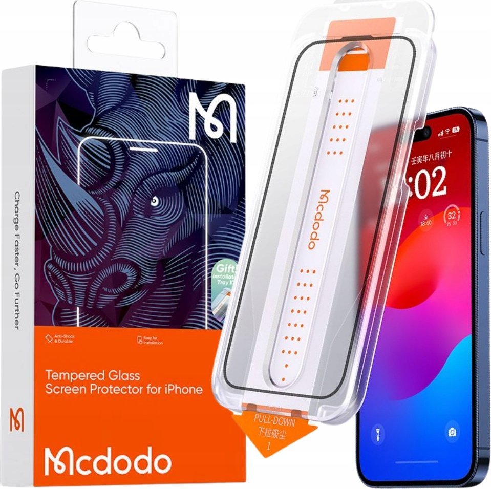 Mcdodo MCDODO EZ PASTE SZKŁO HARTOWANE MOCNA SZYBKA DO ETUI DO IPHONE 15