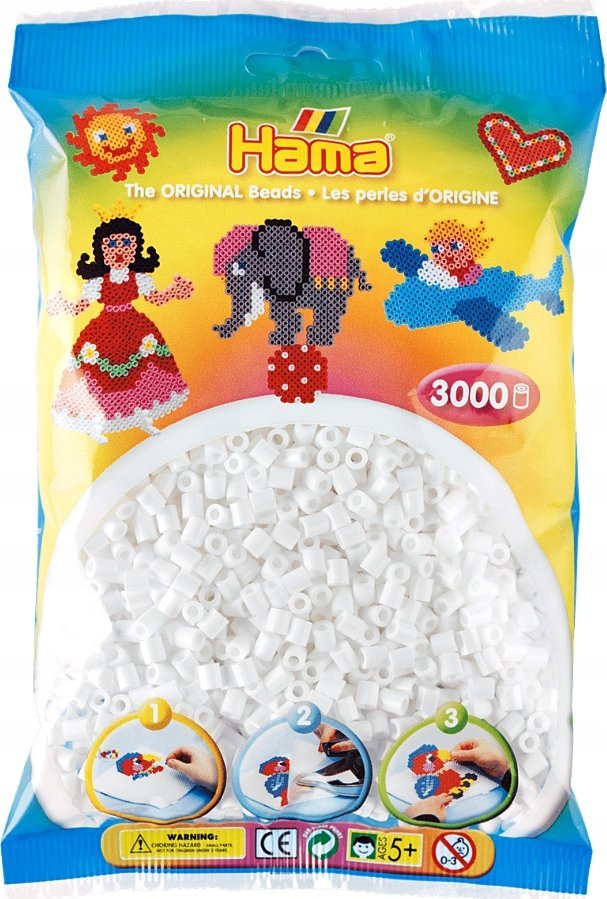 Hama Beads Hama Beads 201-01, White, Tube bead, 3000 pc(s)