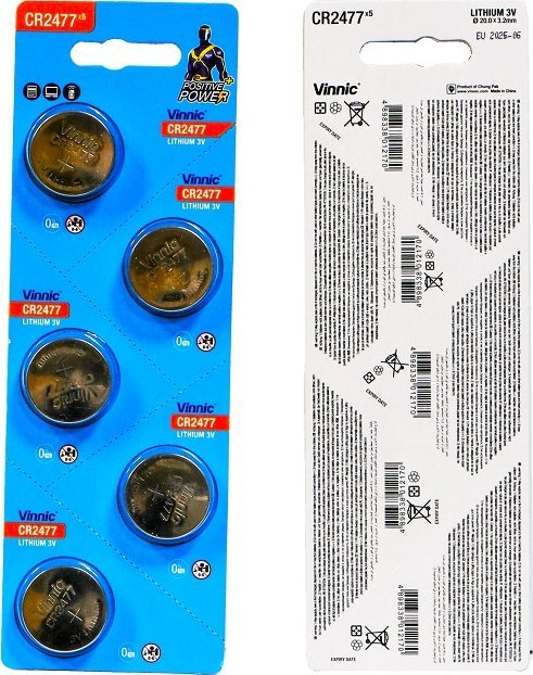 Vinnic 5x Bateria CR 2477 Vinnic Litium 3V