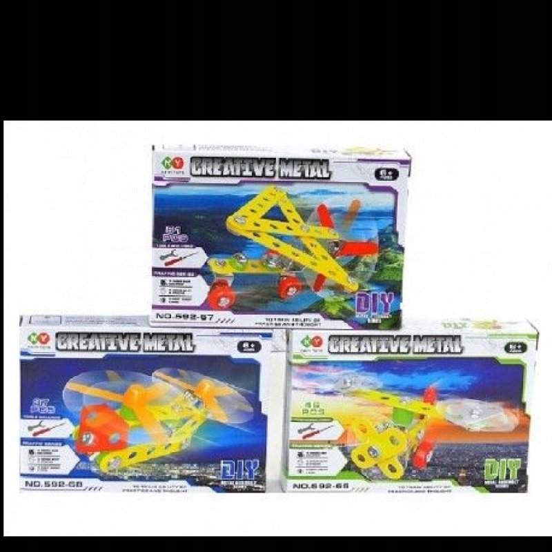 Metalowe klocki do skręcania z narzędziami MIX