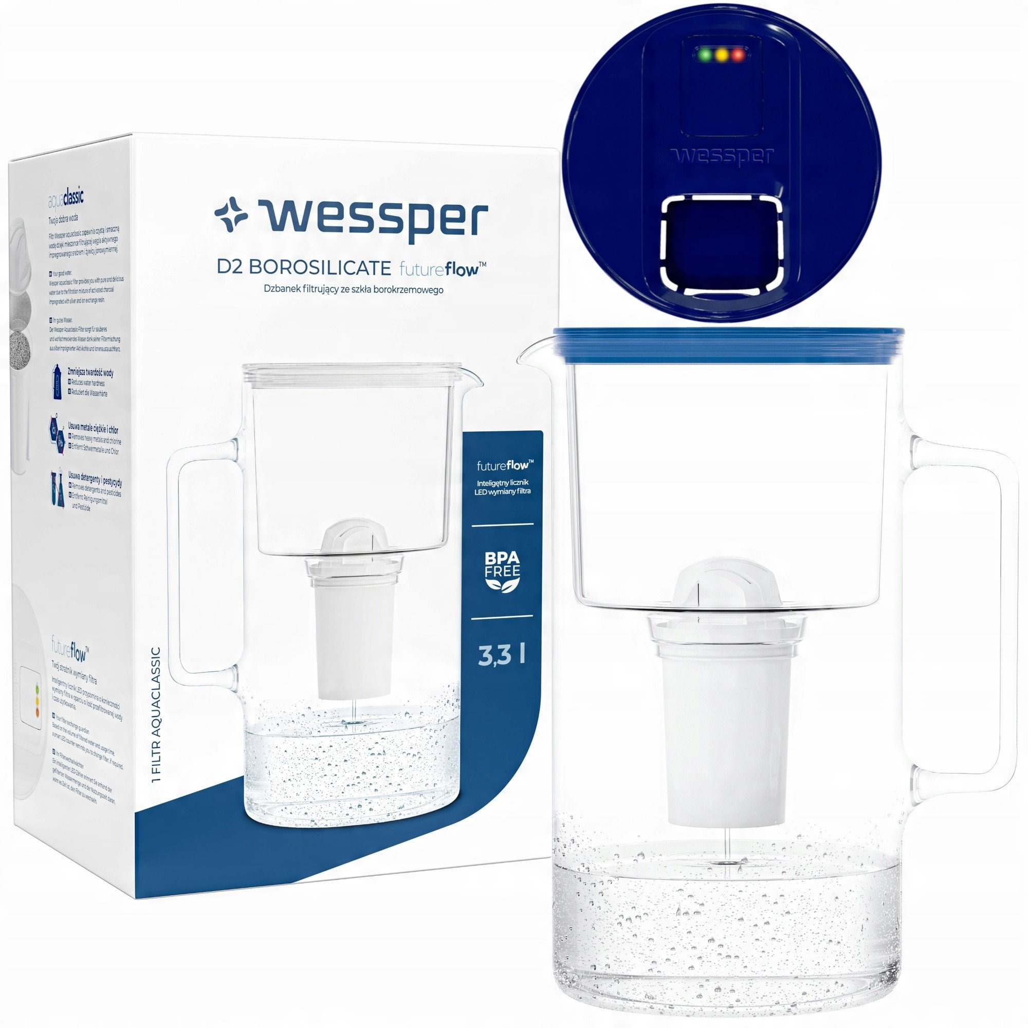 Dzbanek Wessper D2 Borosilicate FutureFlow Aquaclassic (WES202-FF-NB)