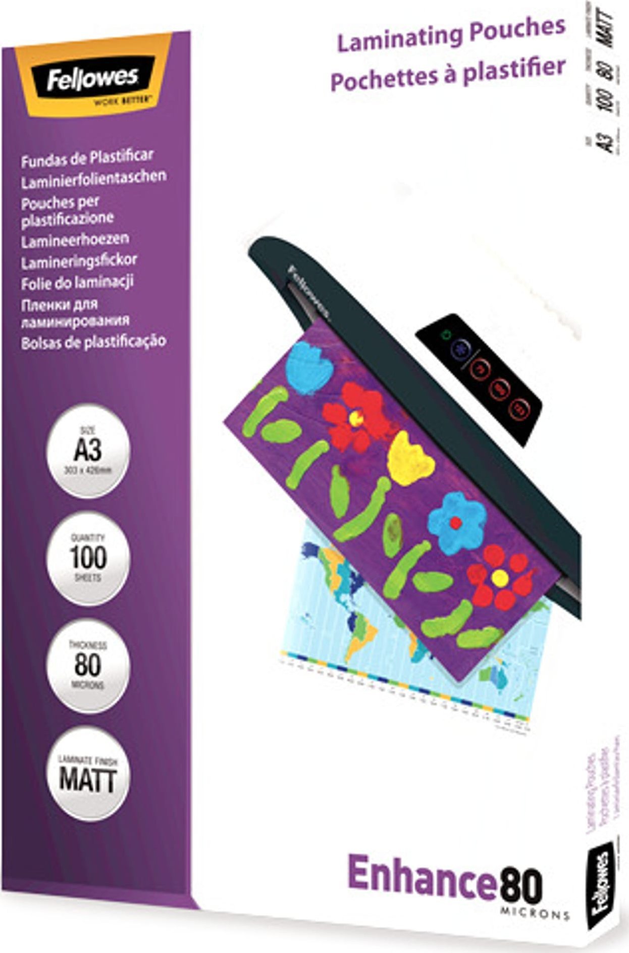 Fellowes Fellowes Matt laminating pouches 80 micron, A3 100-pack - 5452003