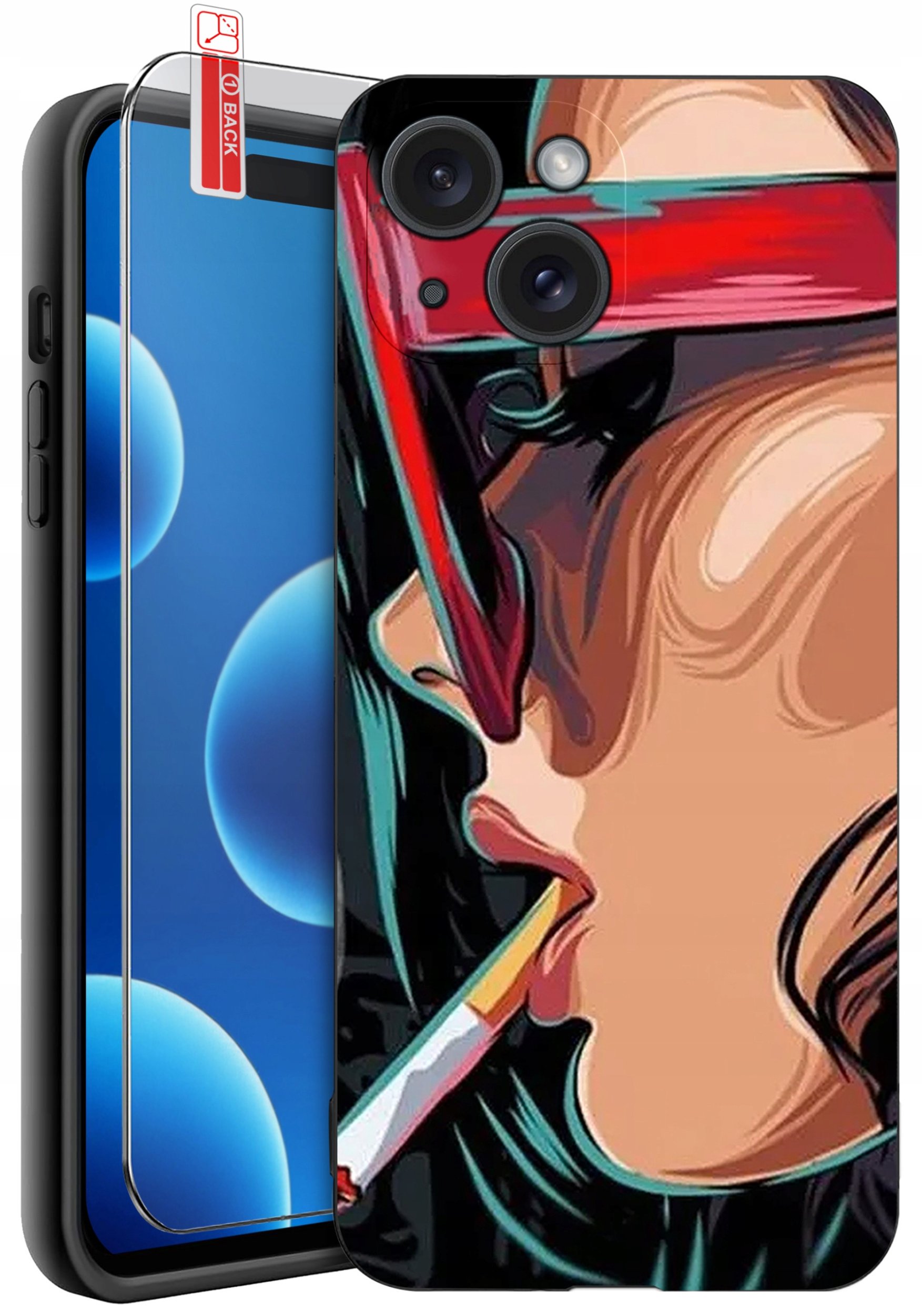 ETUI do iPhone 15 | WZORY | SILIKONOWE MATT CASE + SZKŁO 9H