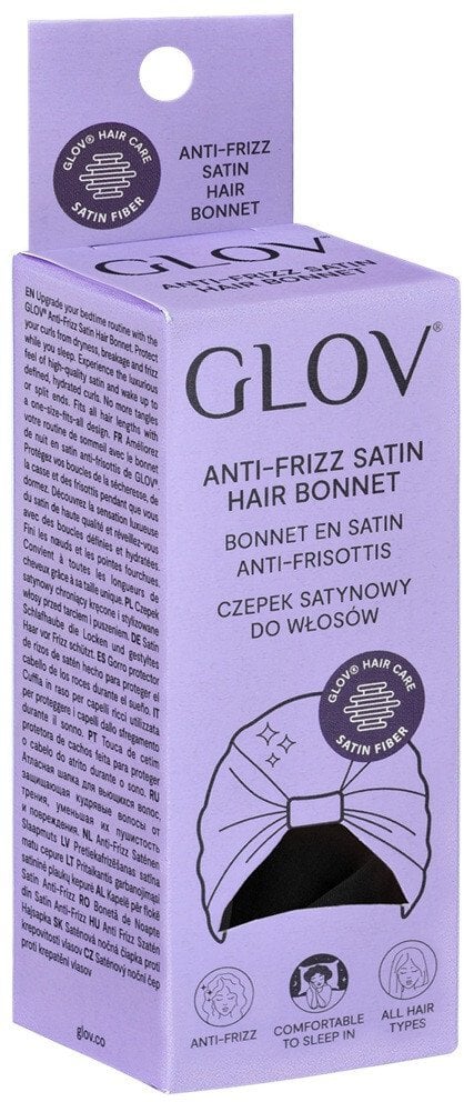 Glov Czepek satynowy chroniący kręcone i stylizowane włosy przed tarciem i puszeniem Black