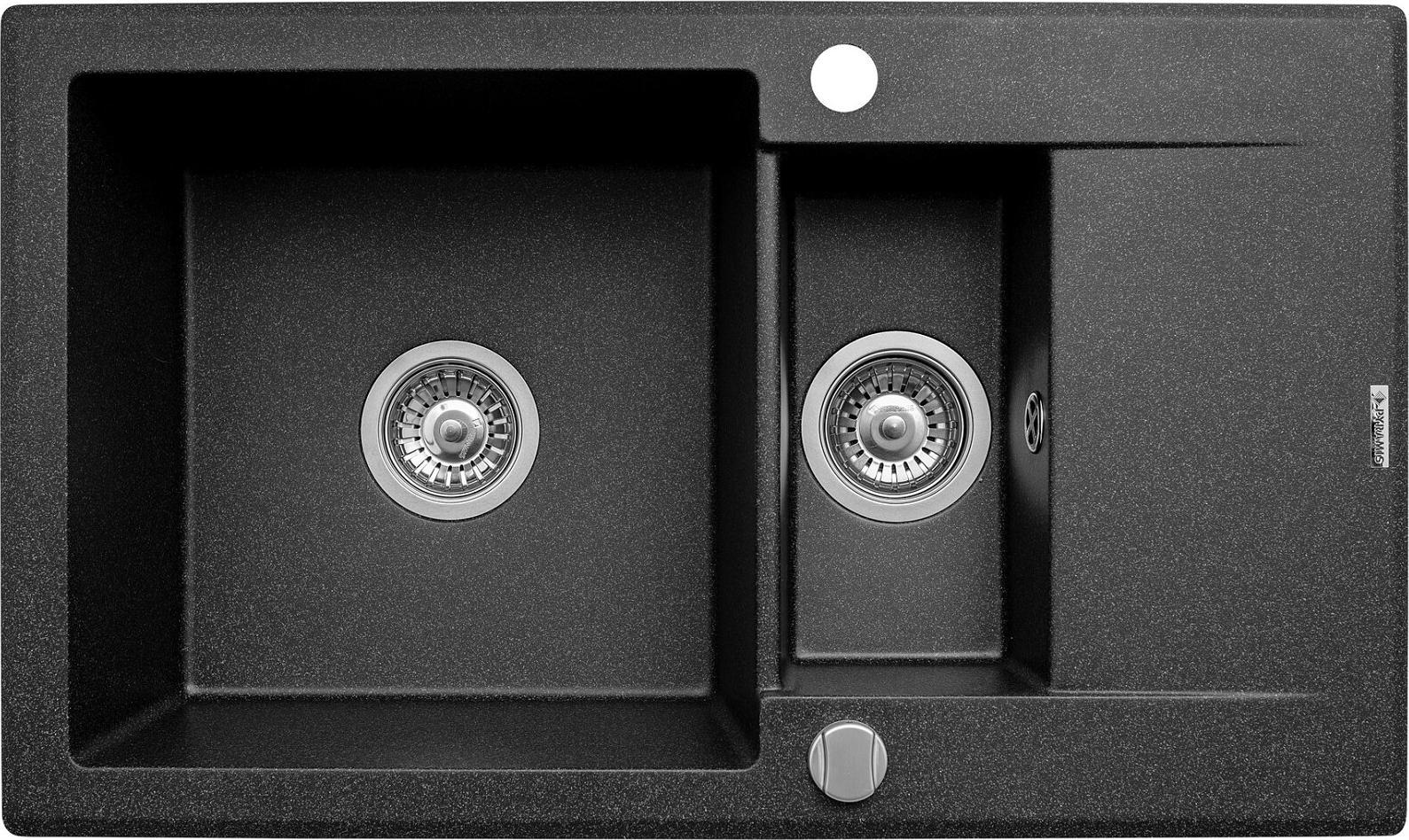 Zlewozmywak Pyramis Zlew KORFU 78x46 1 1/2B 1D czarny 070061501