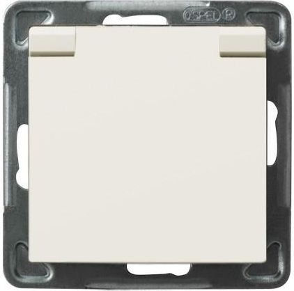 Ospel Gniazdo bryzgoszczelne z uziemieniem IP-44 z przesłonami torów prądowych z wieczkiem ecru (GPH-1GZP/m/27/w)