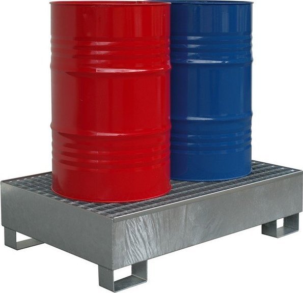 Topserw Stalowa wanna ociekowa, ocynkowana z kratownicą na 2 beczki o pojemności 214 l, wym. 1340 x 860 x 320 mm