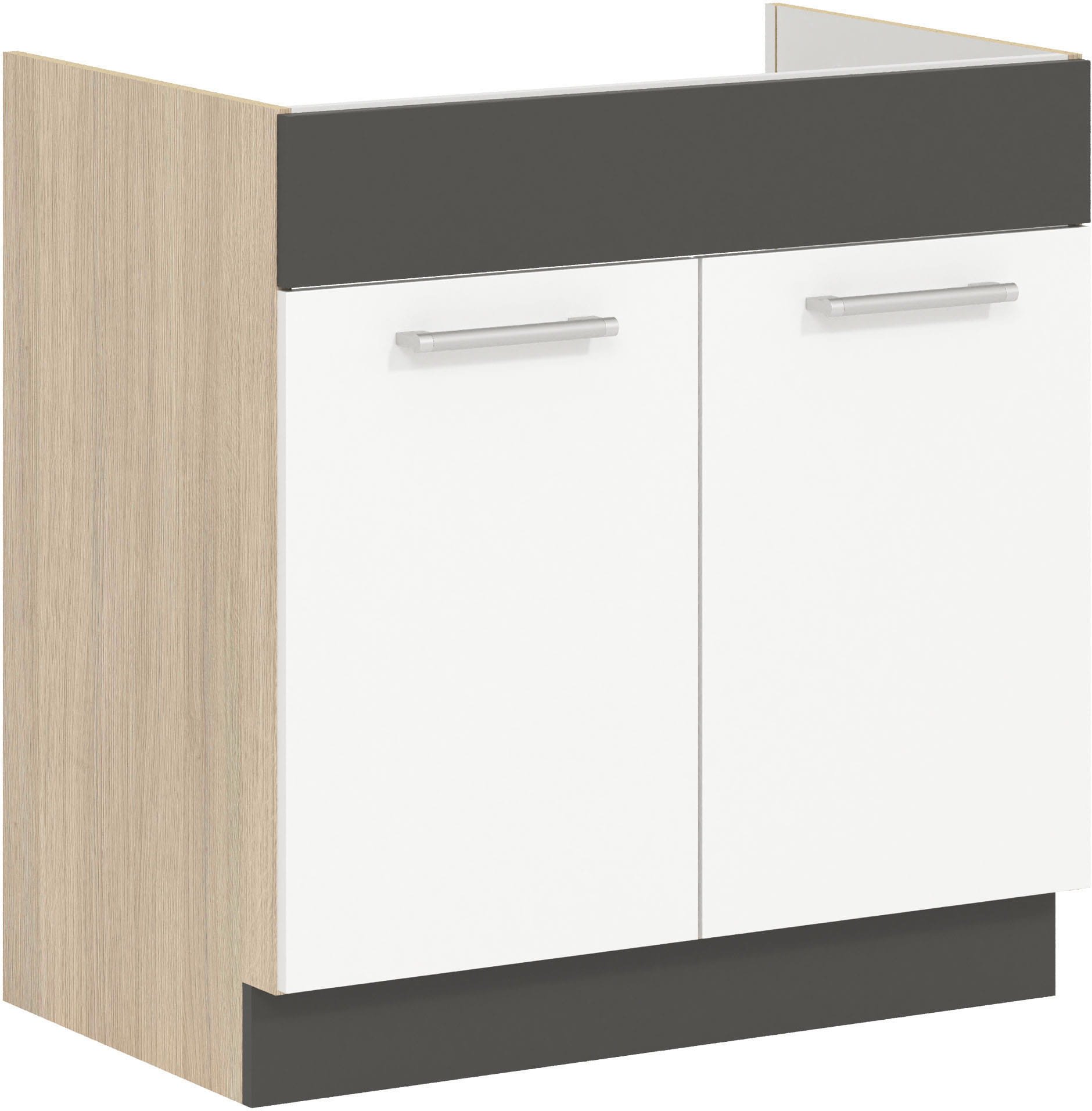 Szafka dolna kuchenna pod zlewozmywak MODENA MD19/D80Z biały połysk / grafit