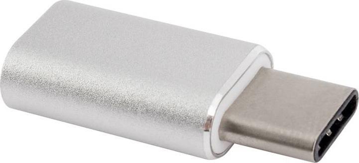 Adapter USB Xqisit USB-C - microUSB Srebrny (4029948070063)