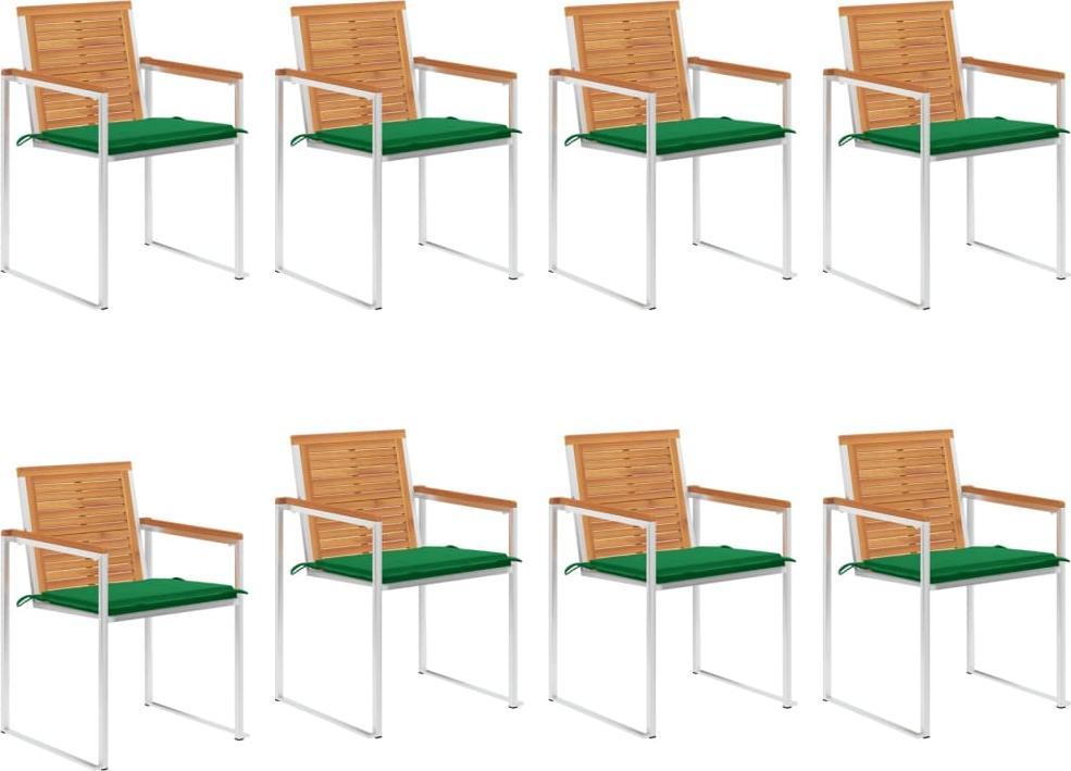 vidaXL vidaXL Krzesła ogrodowe z poduszkami, 8 szt., lite drewno akacjowe