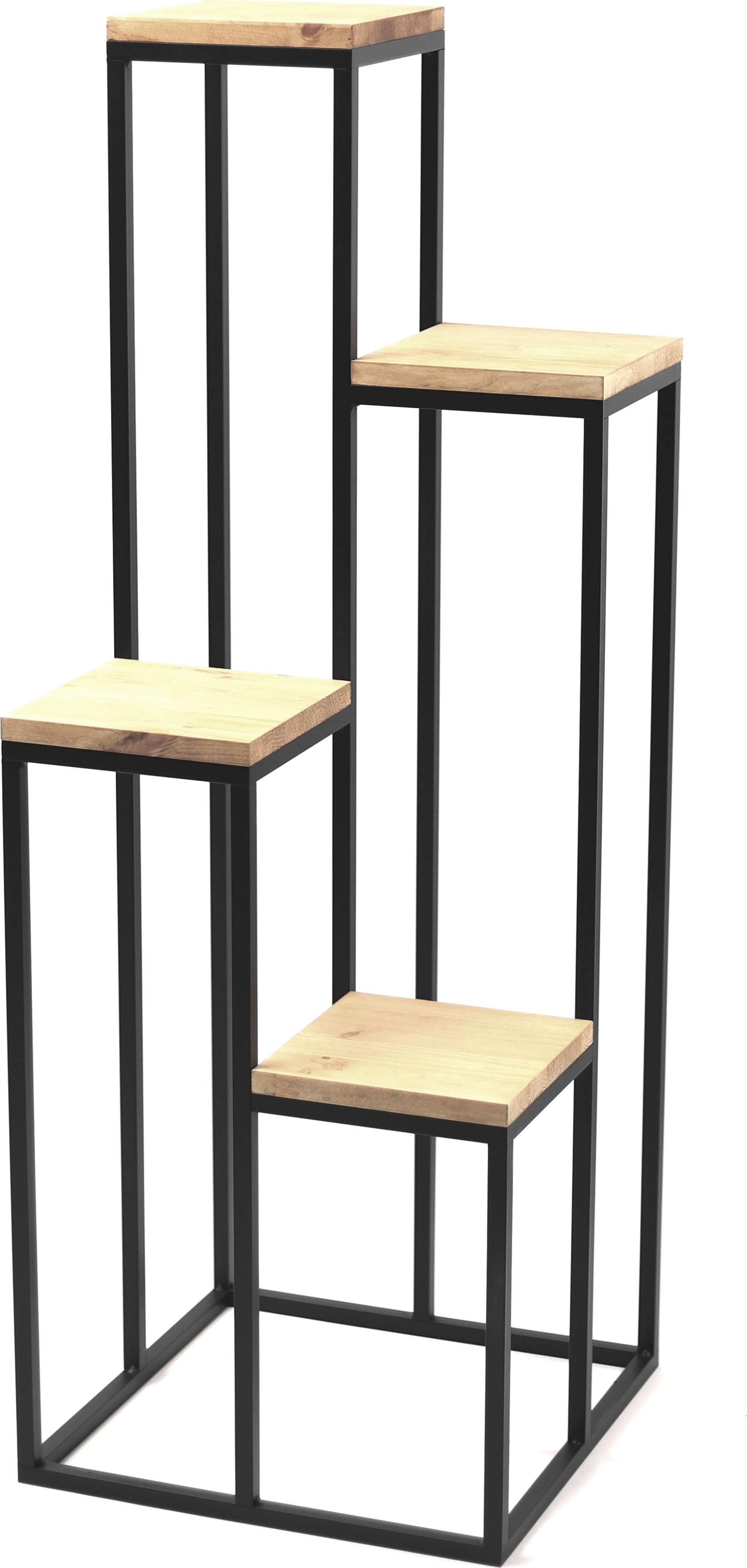 Jakpoldesign Kwietnik Metalowy Stojak na cztery kwiaty Drewno TAVOLO 112cm czarny L