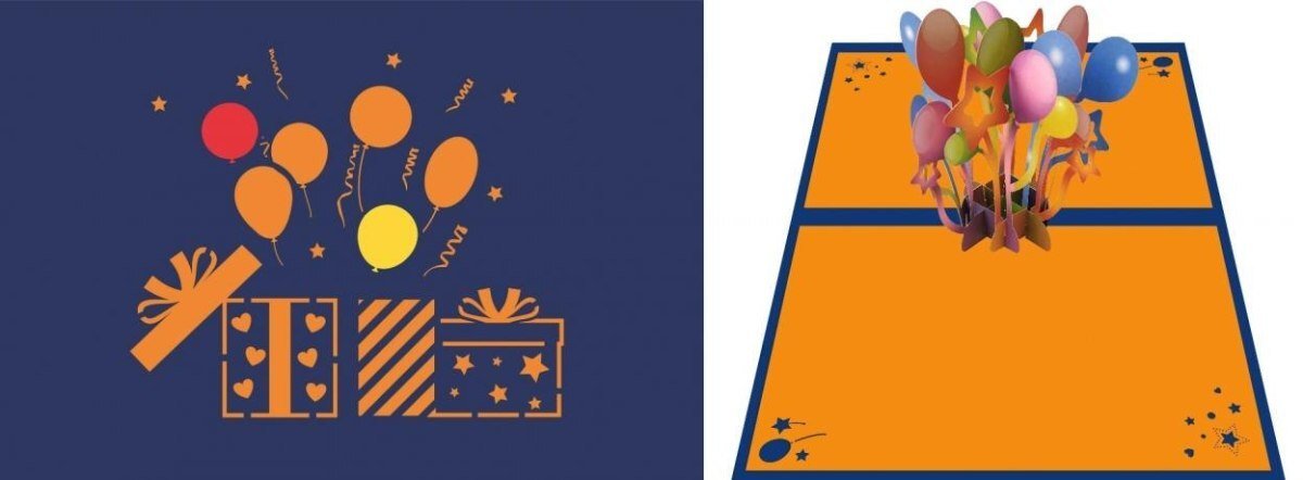 Karnet 12x18 cm + koperta POP-UP Balony