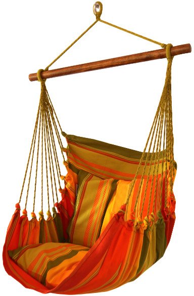 Fotel hamakowy, zielono-pomarańczowy HC9