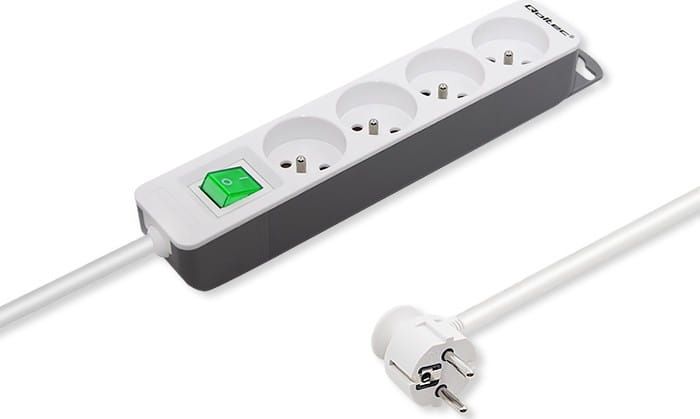 Listwa zasilająca Qoltec 4 gniazda 1.8 m biało-szara (1_819482)