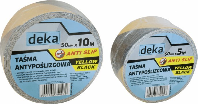 Deka TAŚMA ANTYPOŚLIZGOWA ANTI SLIP YELLOW-B50MM*10M CZARNA/ŻÓŁTA