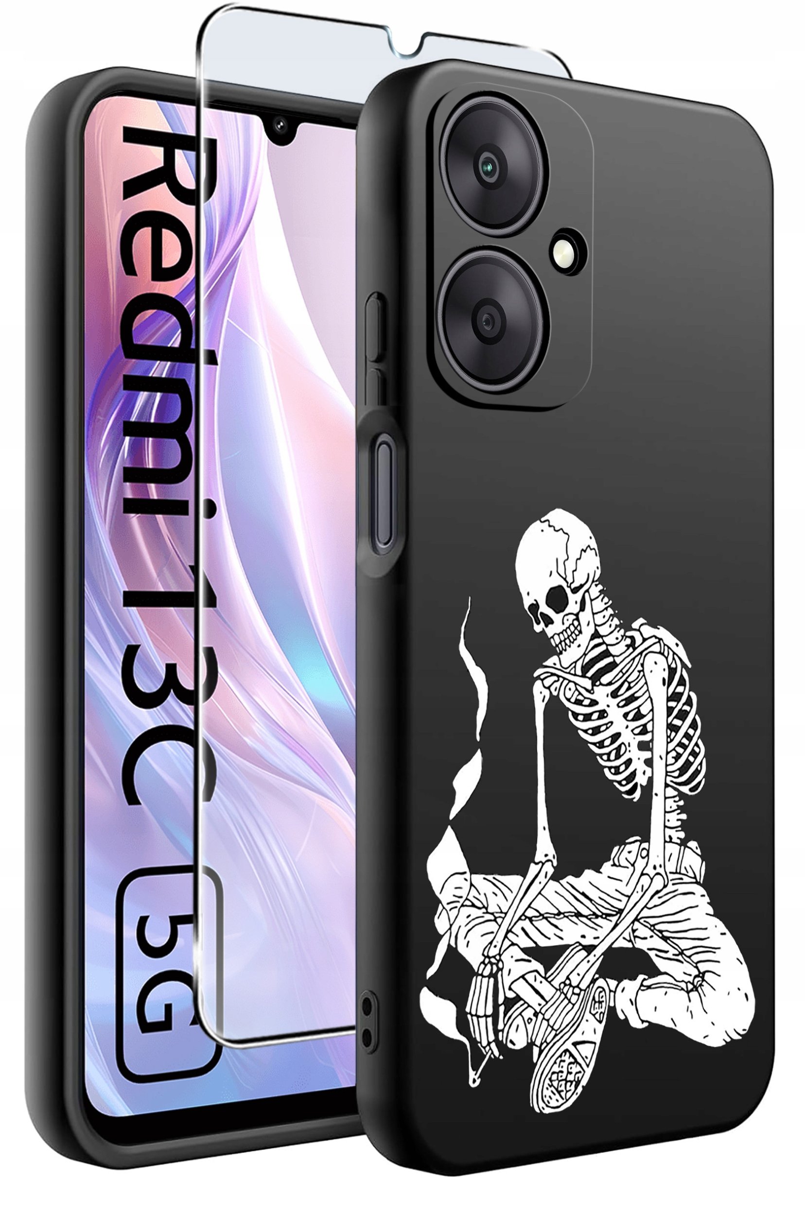 ETUI do Xiaomi Redmi 13C 5G WZORY |SILIKONOWE MATT CASE +SZKŁO HARTOWANE 9H