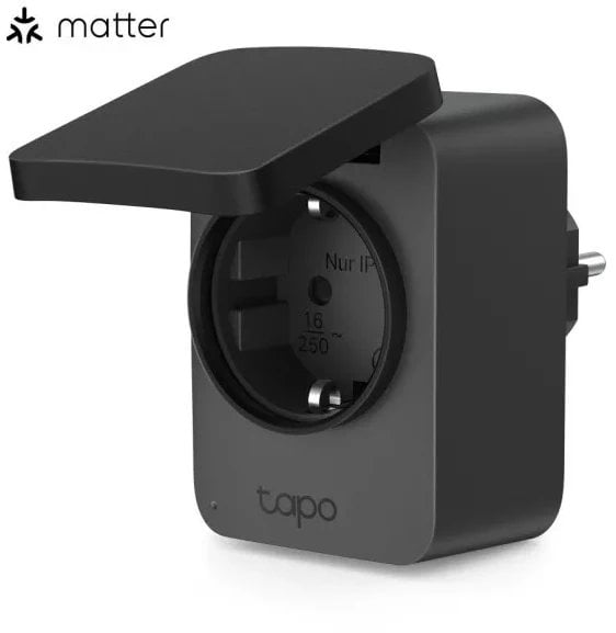 TP-Link zewnętrzna inteligentna mini wtyczka (3680W,16A,2,4 GHz,BT,IP54,Matter certified)