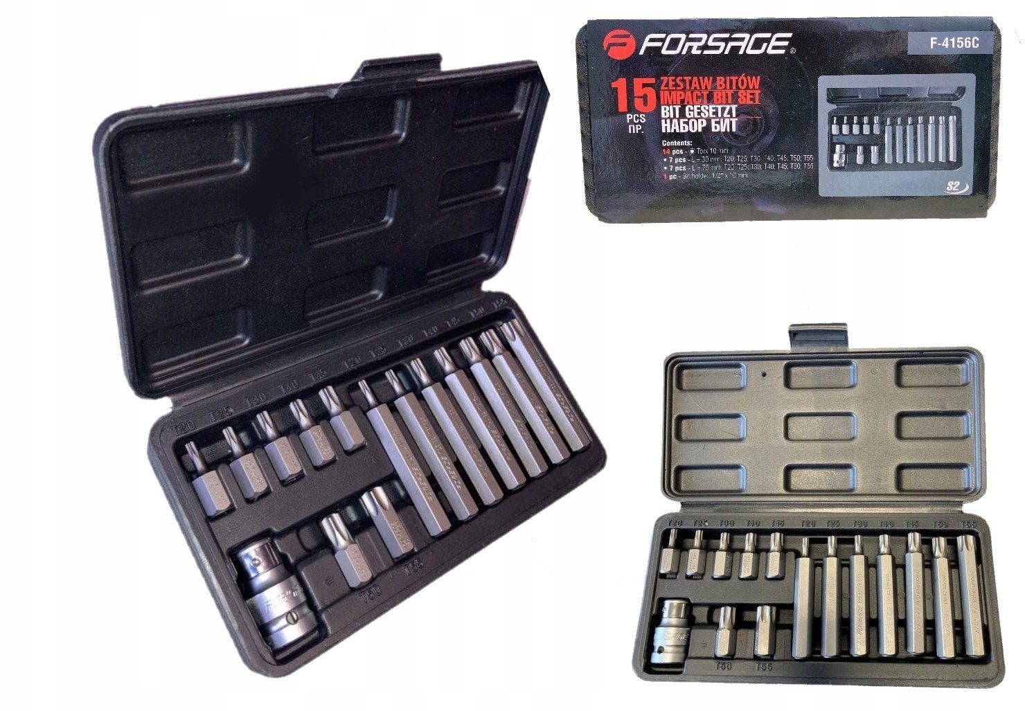 ZESTAW BITÓW TORX 15 El T20-T55(L: 30/75mm)