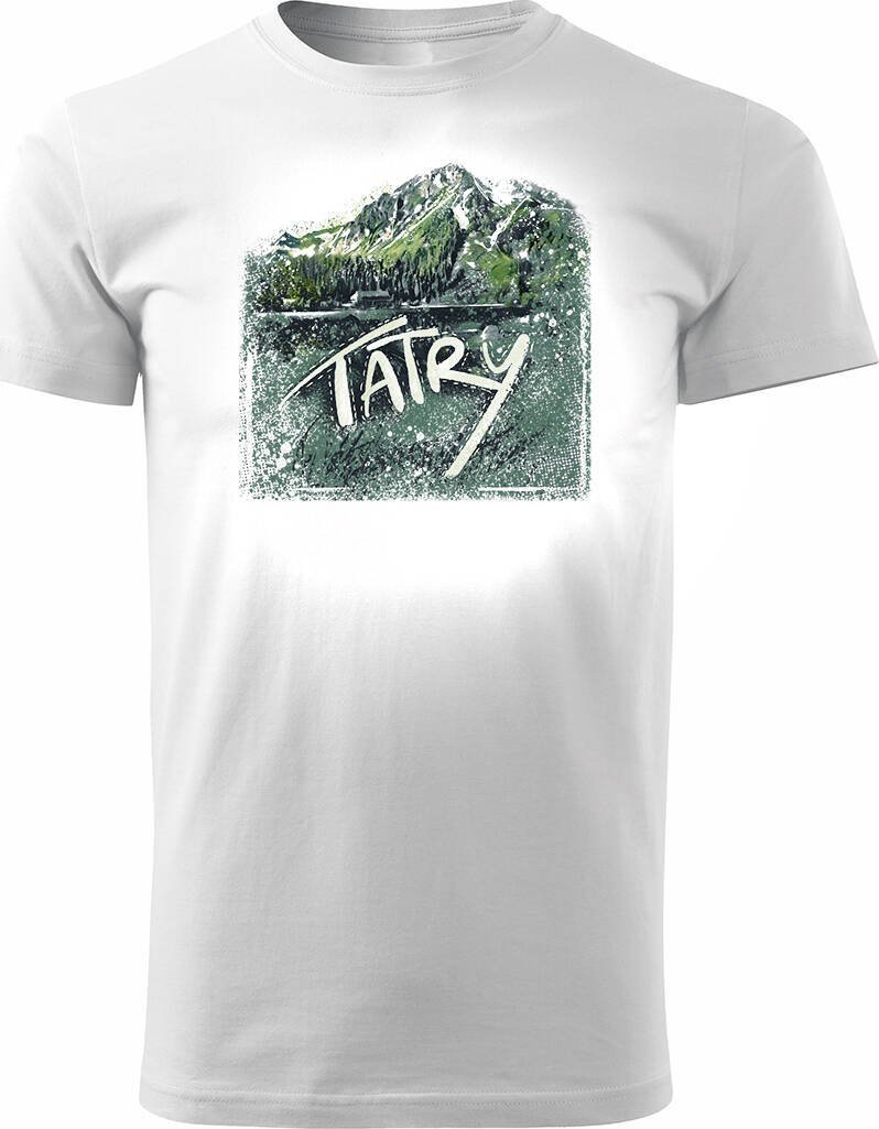 Topslang Koszulka z górami w góry turystyczna z Tatrami Tatry Słowacja trekkingowa męska biała REGULAR S