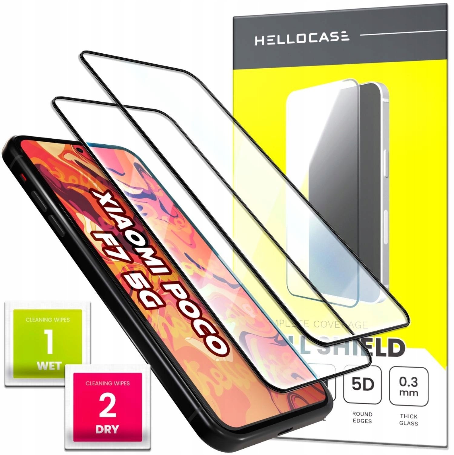 2-PAK Szkło Hartowane Do Xiaomi POCO F7 5G (Pełne, 5D, Szybka, 9H)