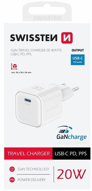 Travel Charger Gan 1X USB-C 20W Power Delivery White