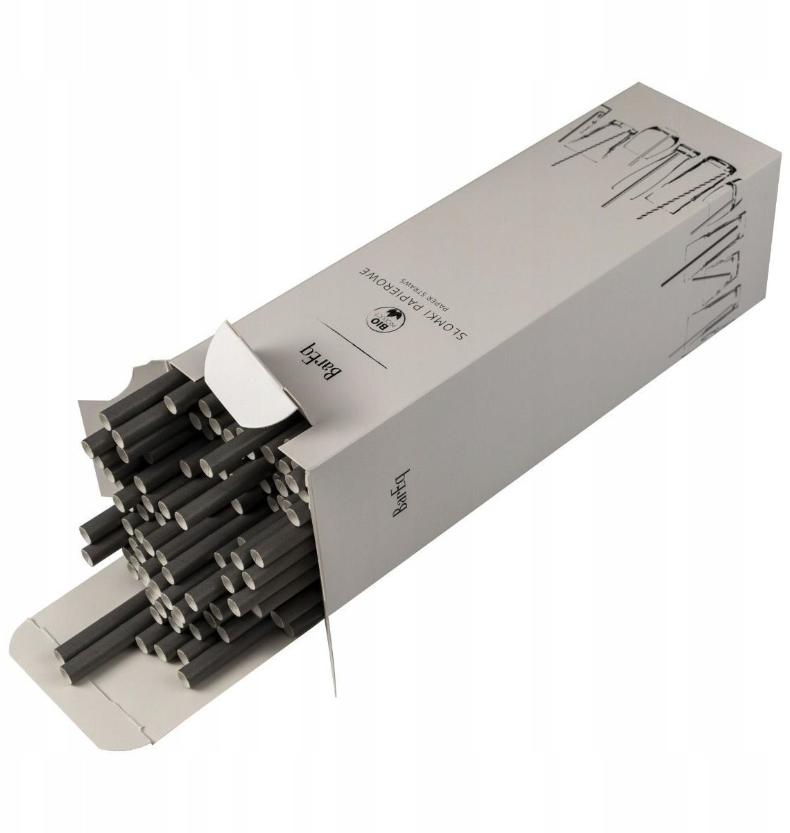 Słomki szare 8x140mm (op. 100 szt)