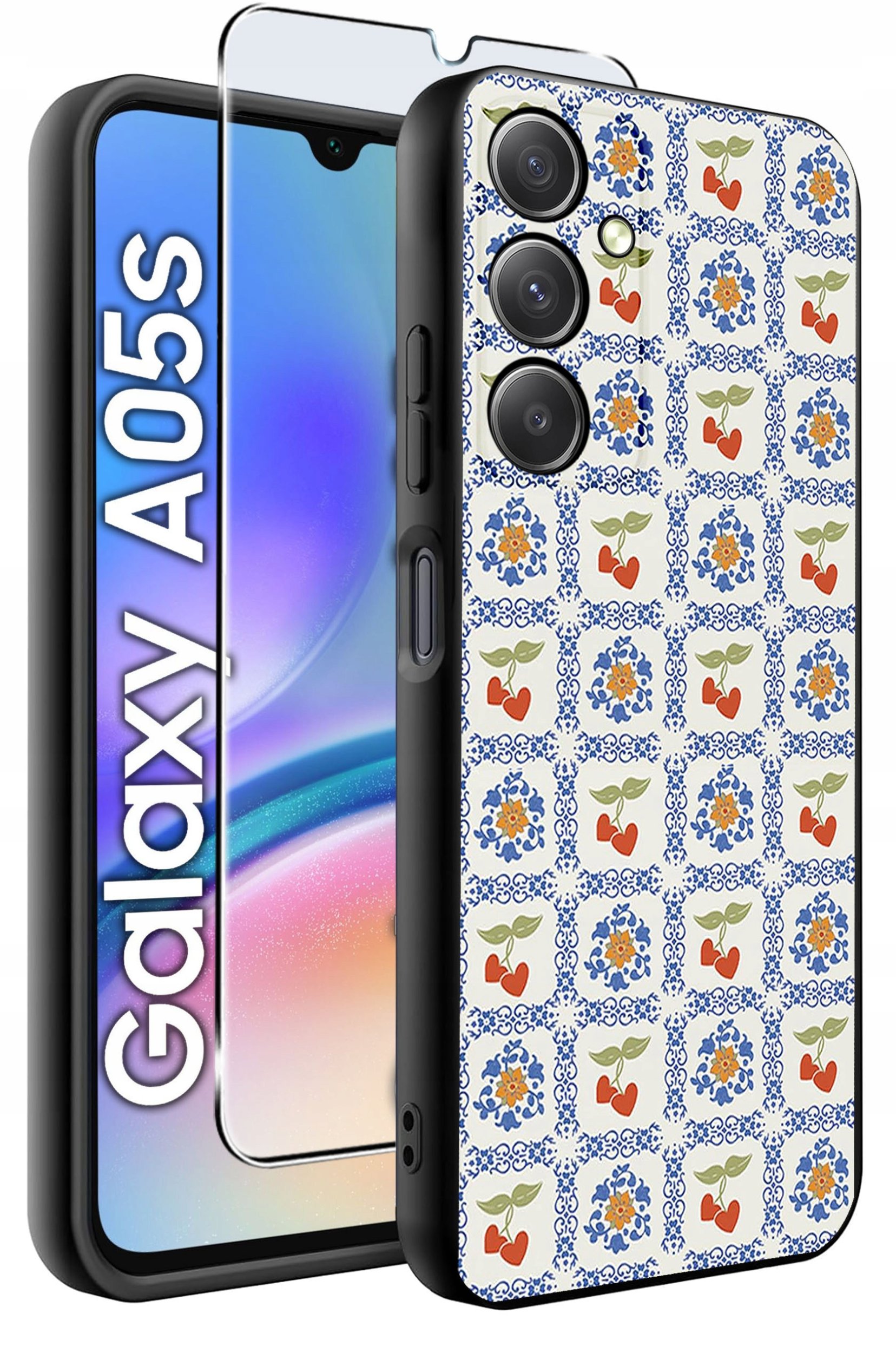 ETUI do Samsung A05s WZORY | SILIKONOWE MATT CASE + SZKŁO 9H
