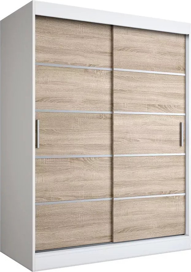 Elior Szafa przesuwna biel + dąb sonoma 150 cm - Livia 4X