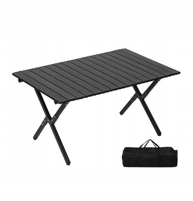 Stół OGRODOWY 60x90cm MOCNY ODPORNY Kempingowy TORBA MOCNY STABILNY CZARNY