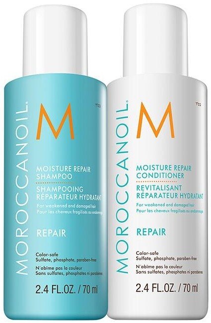 Moroccanoil Moisture Repair Travel Duo Odbudowujący Zestaw Do Włosów Szampon 70Ml + Odżywka - 70Ml