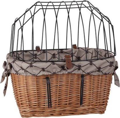 WickerPL Wiklinowy Kosz na Rower Transporter dla Zwierząt na Rower z Obszyciem 43 x 33 H22/42 cm