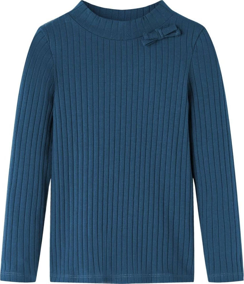 vidaXL Koszulka dziecięca z długimi rękawami, prążkowana dzianina, granat 140