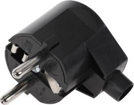 'Wtyczka kątowa z uziemieniem unischuko czarna WT-20-2 | C2-3'