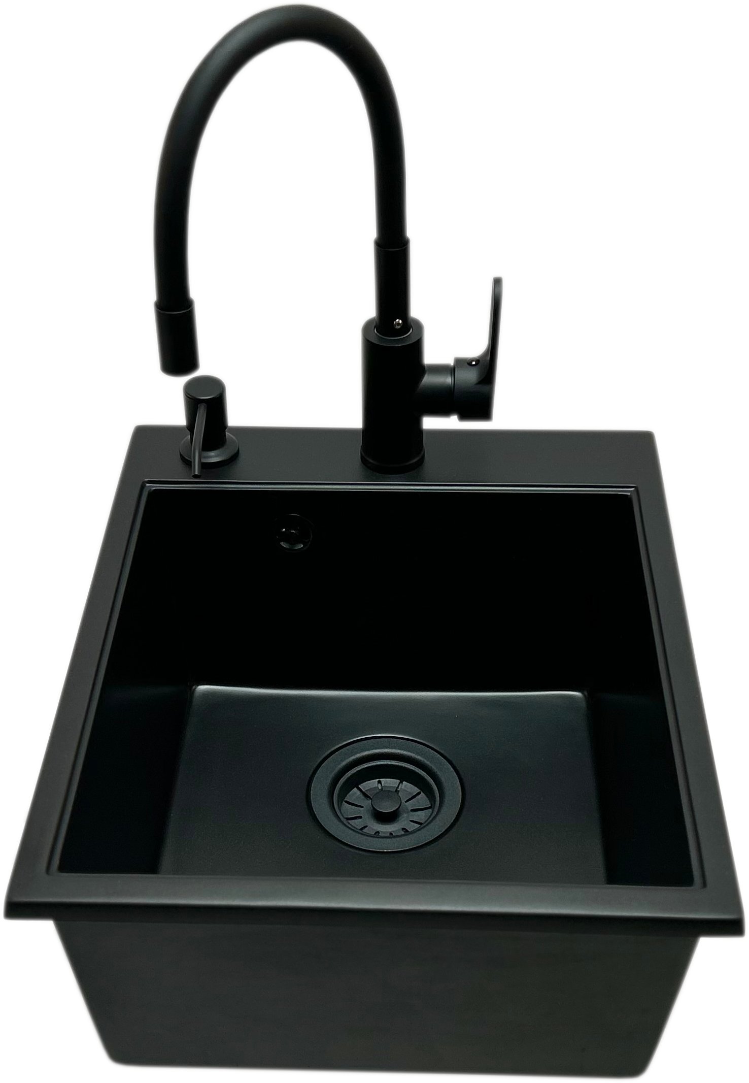 Zlewozmywak jednokomorowy COBALT czarny + bateria flex espia + doz