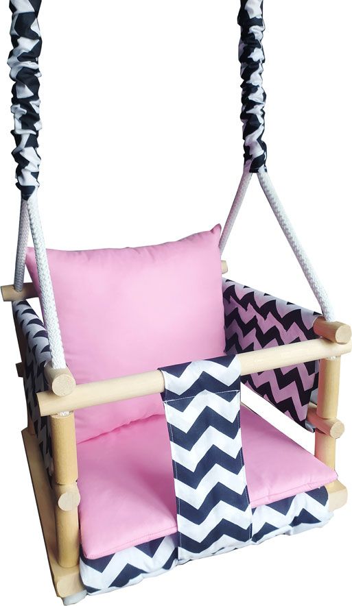 Huśtawka Elior Różowa huśtawka dziecięca kubełkowa 3w1 - Antola